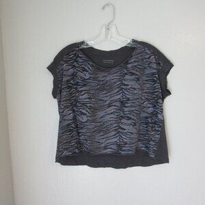 ALLSAINTS Gray Patterned Size XS Cropped Short Sleeve Pullover T-Shirt